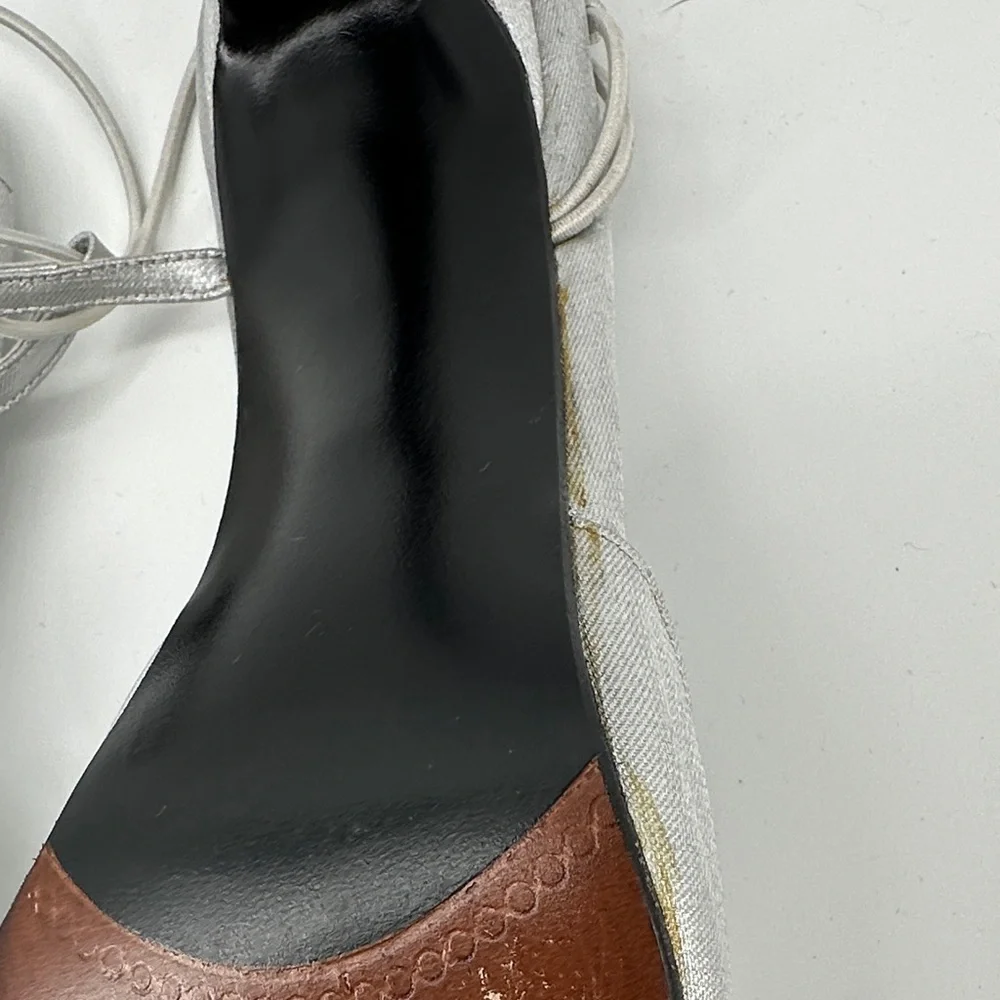 VTG‎ 90s Stuart Weitzman Silver Slingback Heels Retro Chic Aesthetic SZ 10.5